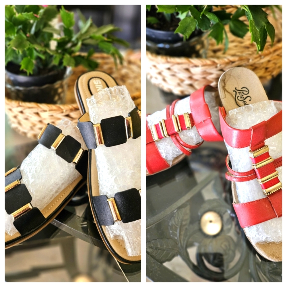 2 pair leather sandals